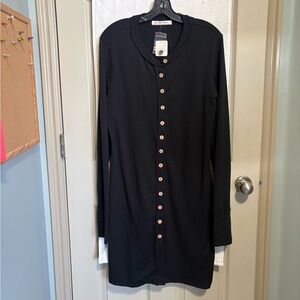 NWT We the Free People Gia Ribbed Button Up Cardigan Dress XL Black Simple